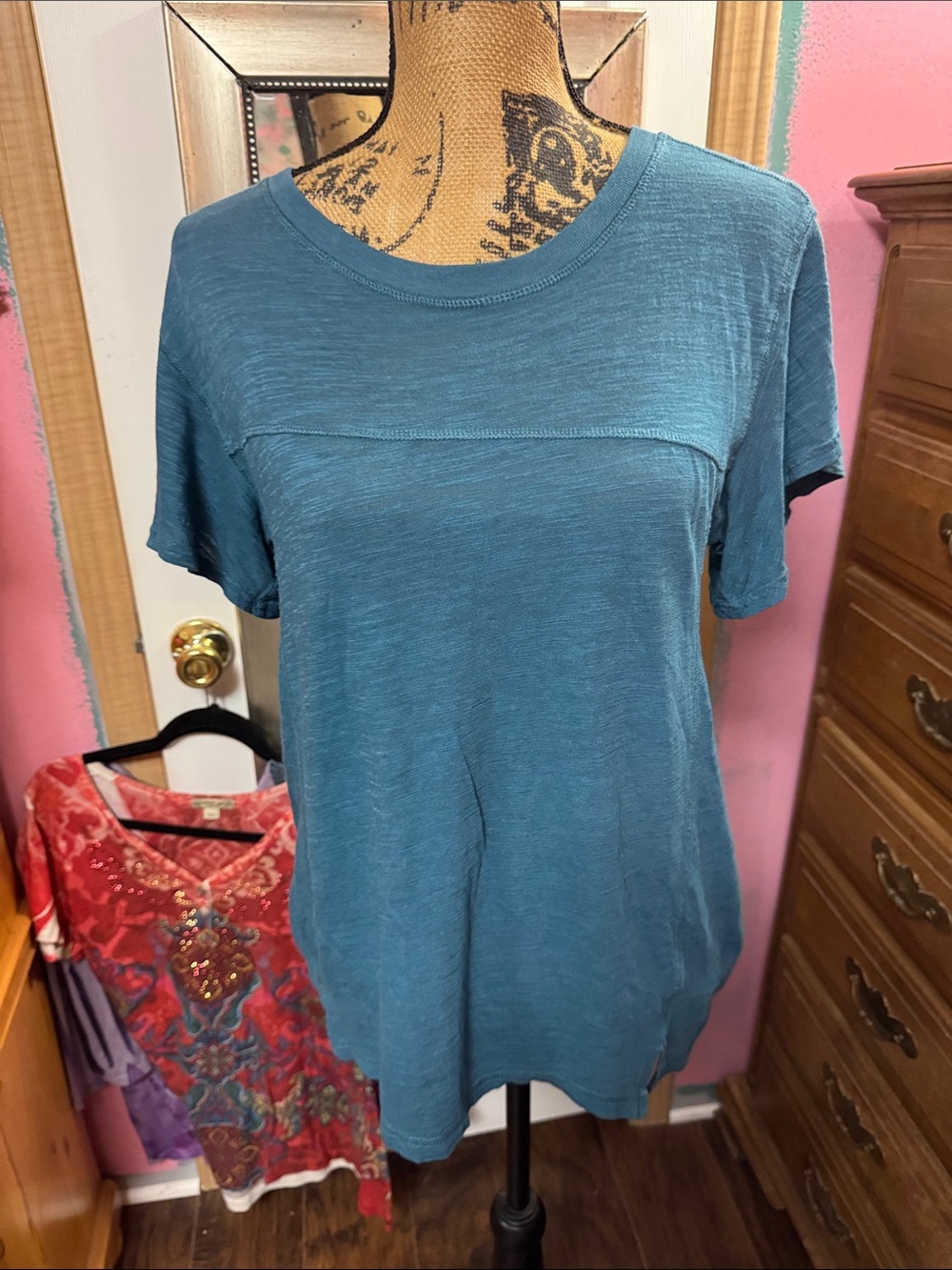 Banana Republic Teal Short Sleeve Scoop Neck Top